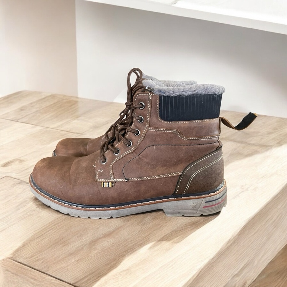 Quatchi Mens Brown Faux Fur Lined Lace Up Ankle Snow Boots Size US 10 EUR 43